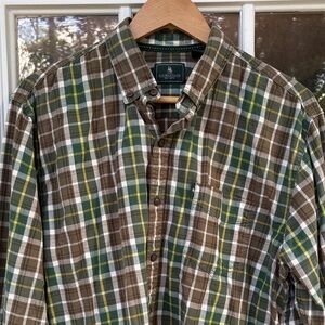 GH Bass - Green & Brown Button Down - LARGE